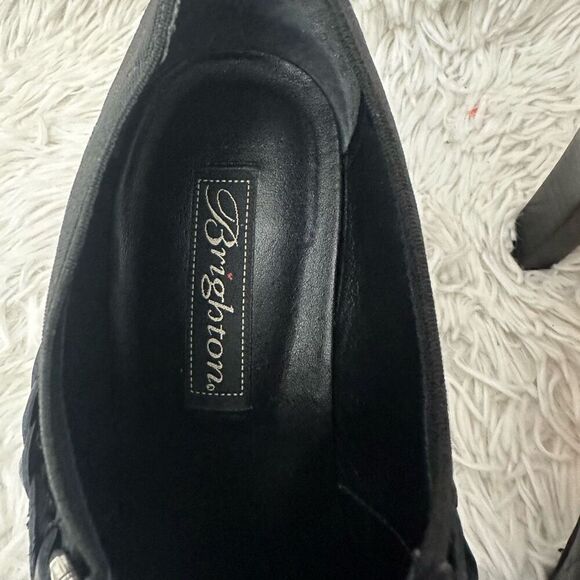 Brighton Roman Ankle Booties 3” Heel Braid Accent Black‎ Leather sz 9.5 M - Picture 5 of 10